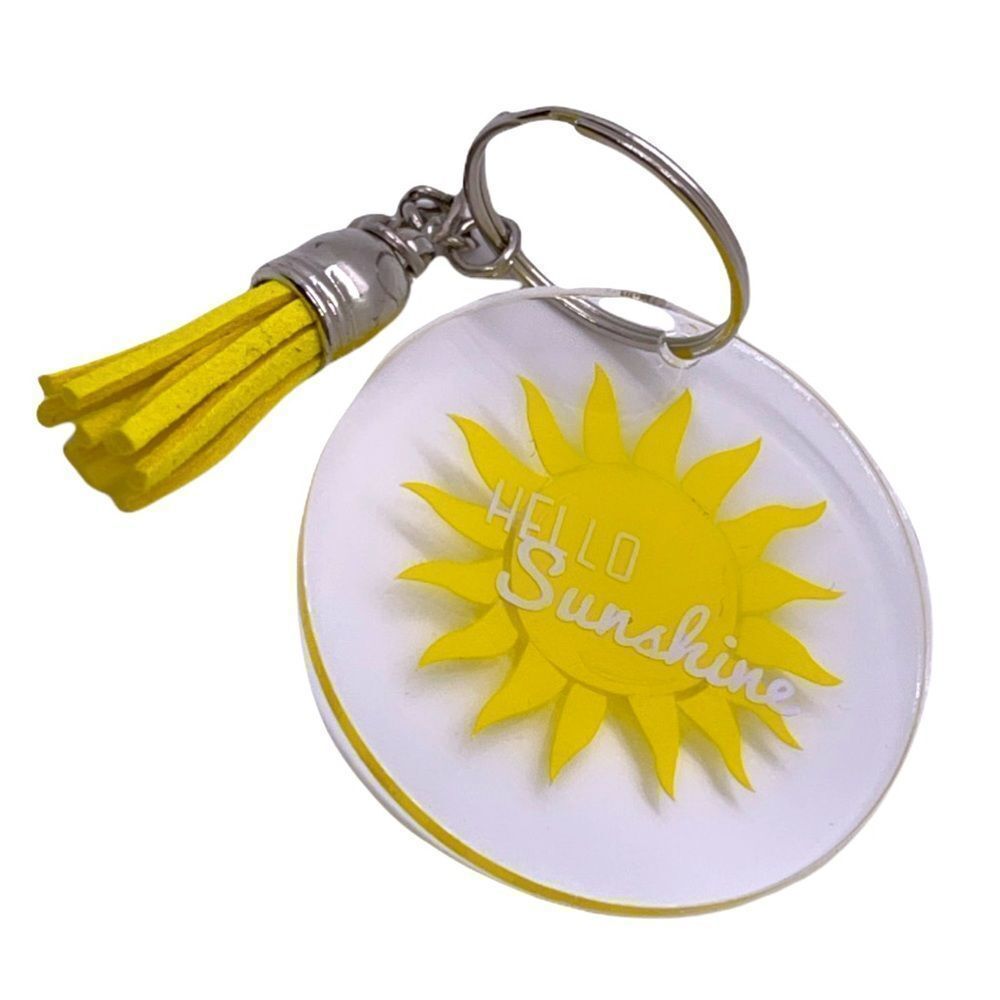 NWT WOOL + PEPPER CO. Hello Sunshine Tassel Keychain